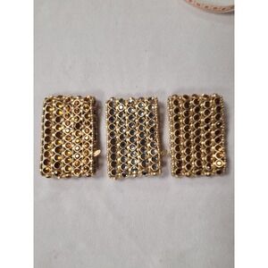 Marlyn Schiff Cuff Bracelet 2 Gold-1 Silver Rhinestone Accent - 3 Pieces 18.99ea